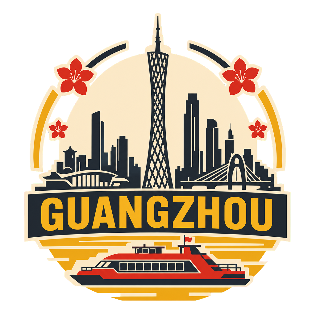 Round-one Guangzhou sample with Canton Tower, the skyline and a river ferry on a transparency-check background.